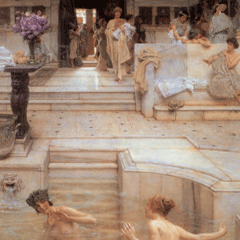 reproductie A favorite custom van Alma-Tadema